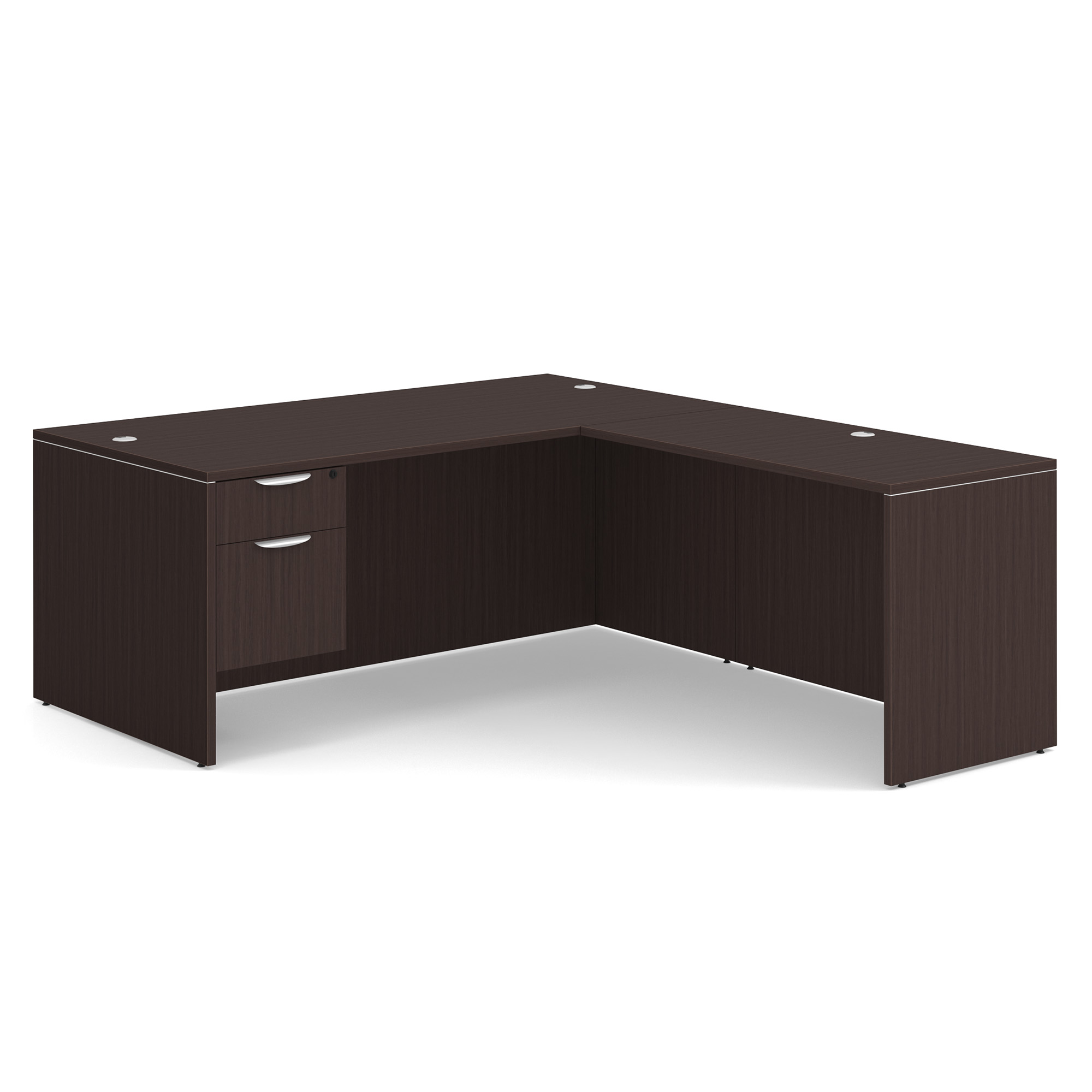 OS Laminate Single 3/4 Pedestal L-Desk - 71'' x 36'' - Espresso