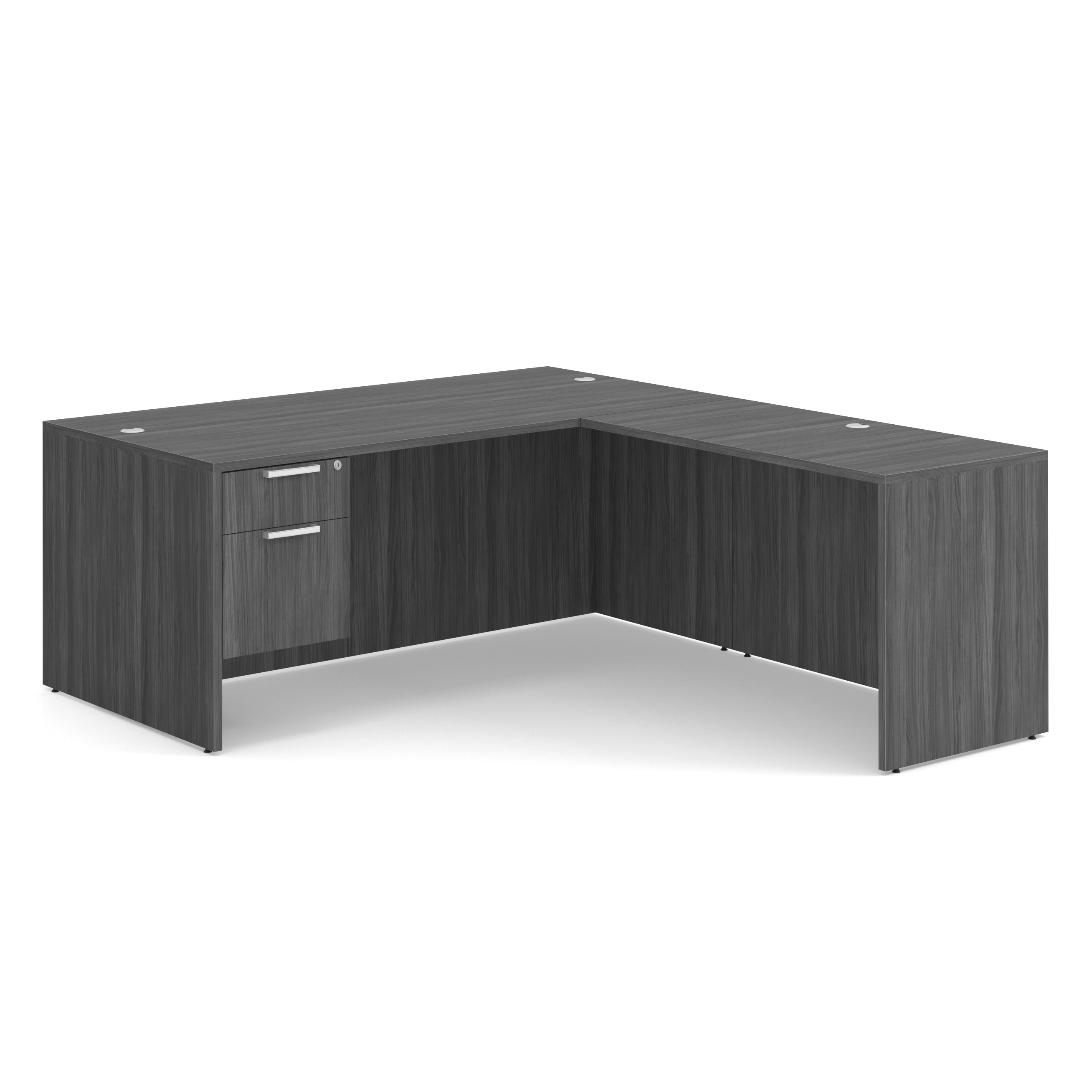 OS Laminate Single 3/4 Pedestal L-Desk - 71'' x 36'' - Coastal Gray