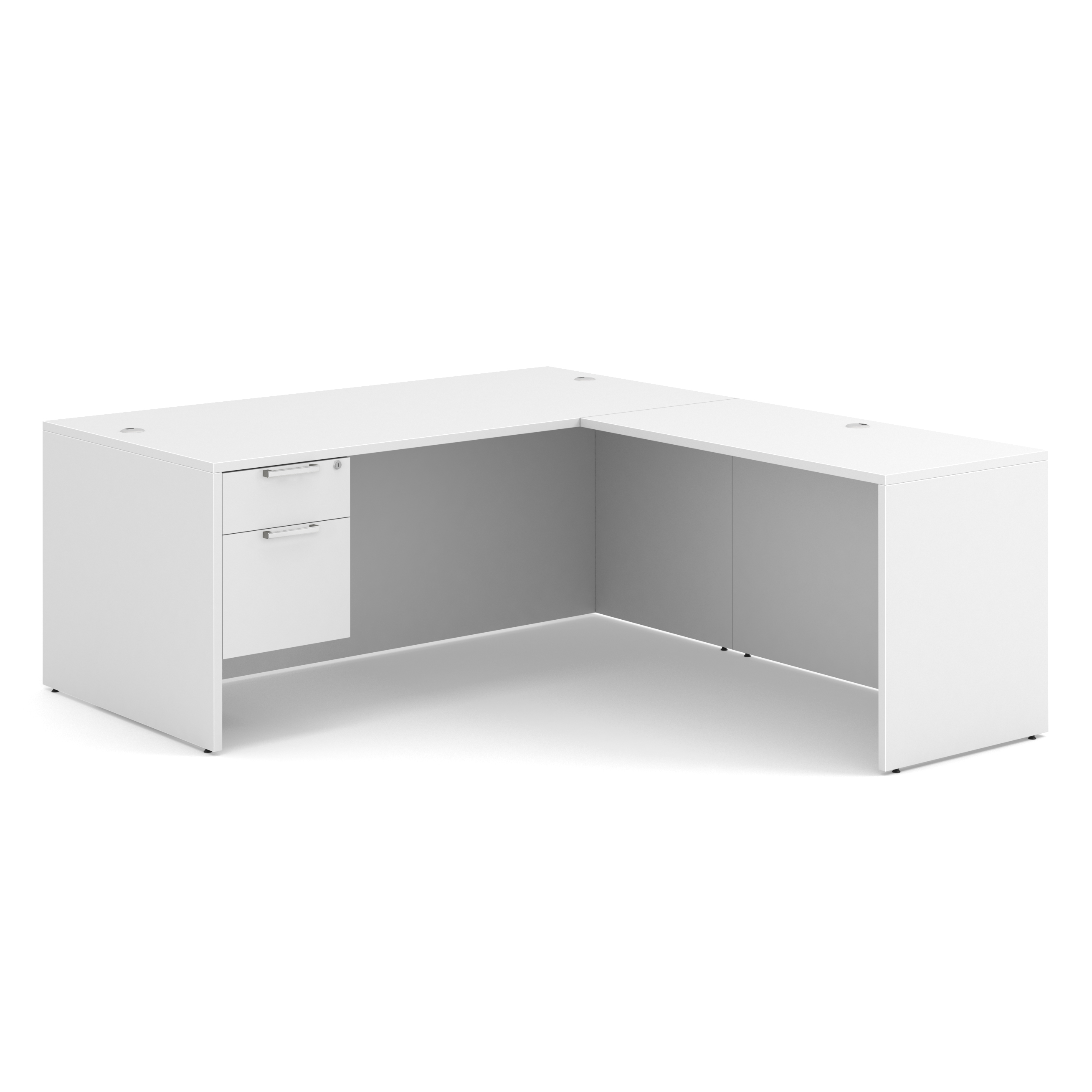 OfficeSource OS Laminate Collection Single 3/4 Pedestal ''L'' Desk - 71'' x 36''