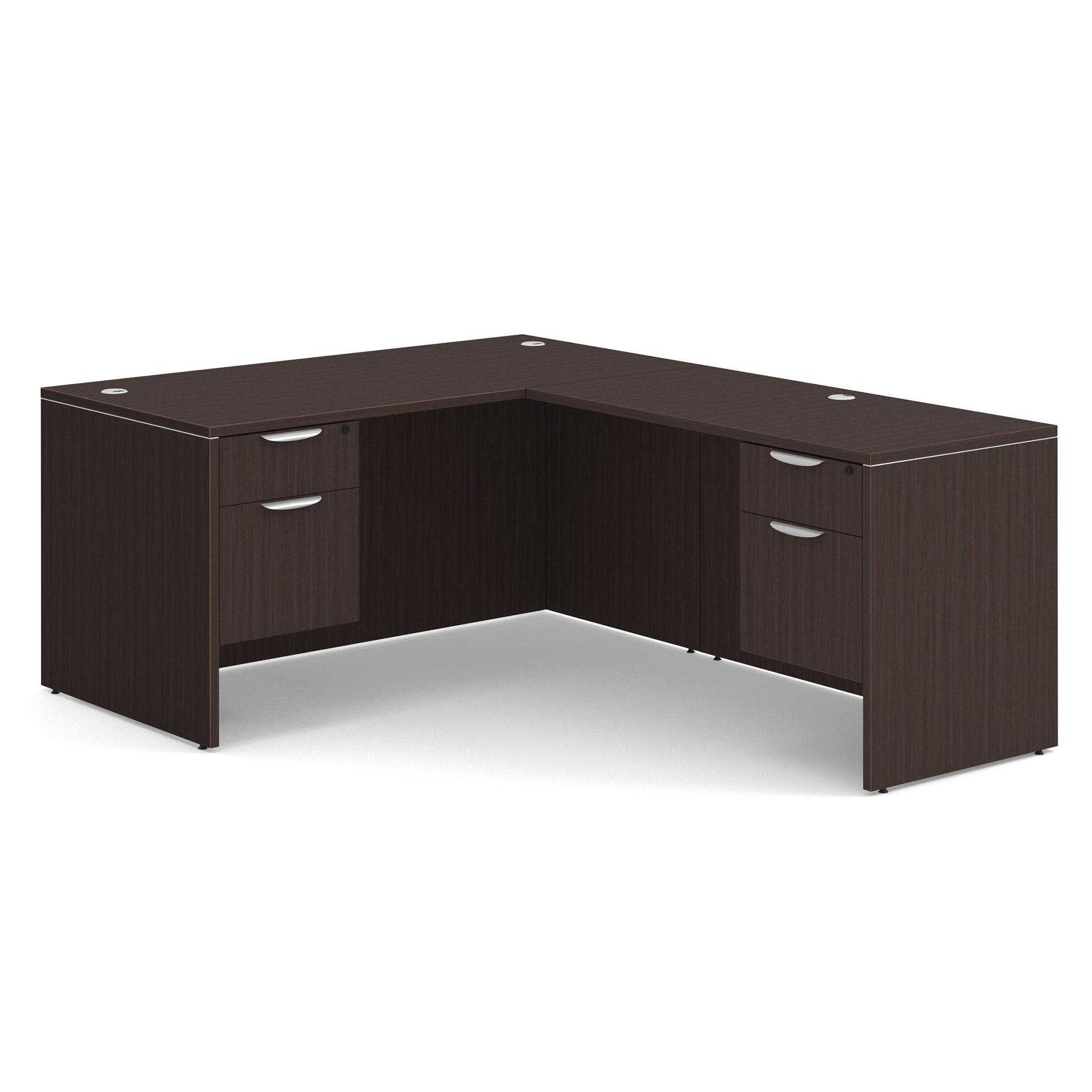 OS Laminate Double 3/4 Pedestal L-Desk - 60'' x 30'' - Espresso