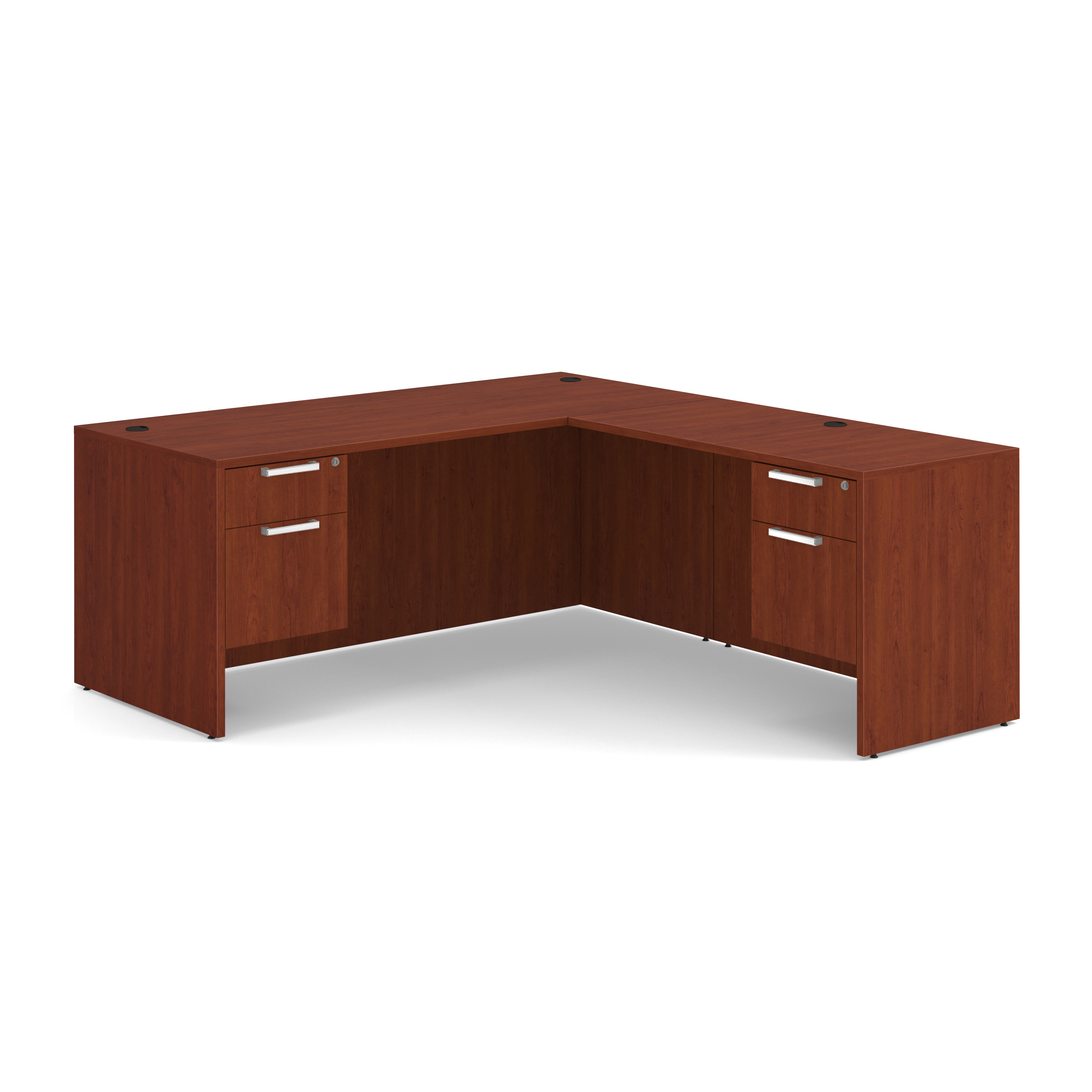 OS Laminate Double 3/4 Pedestal L-Desk - 71'' x 30'' - Cherry