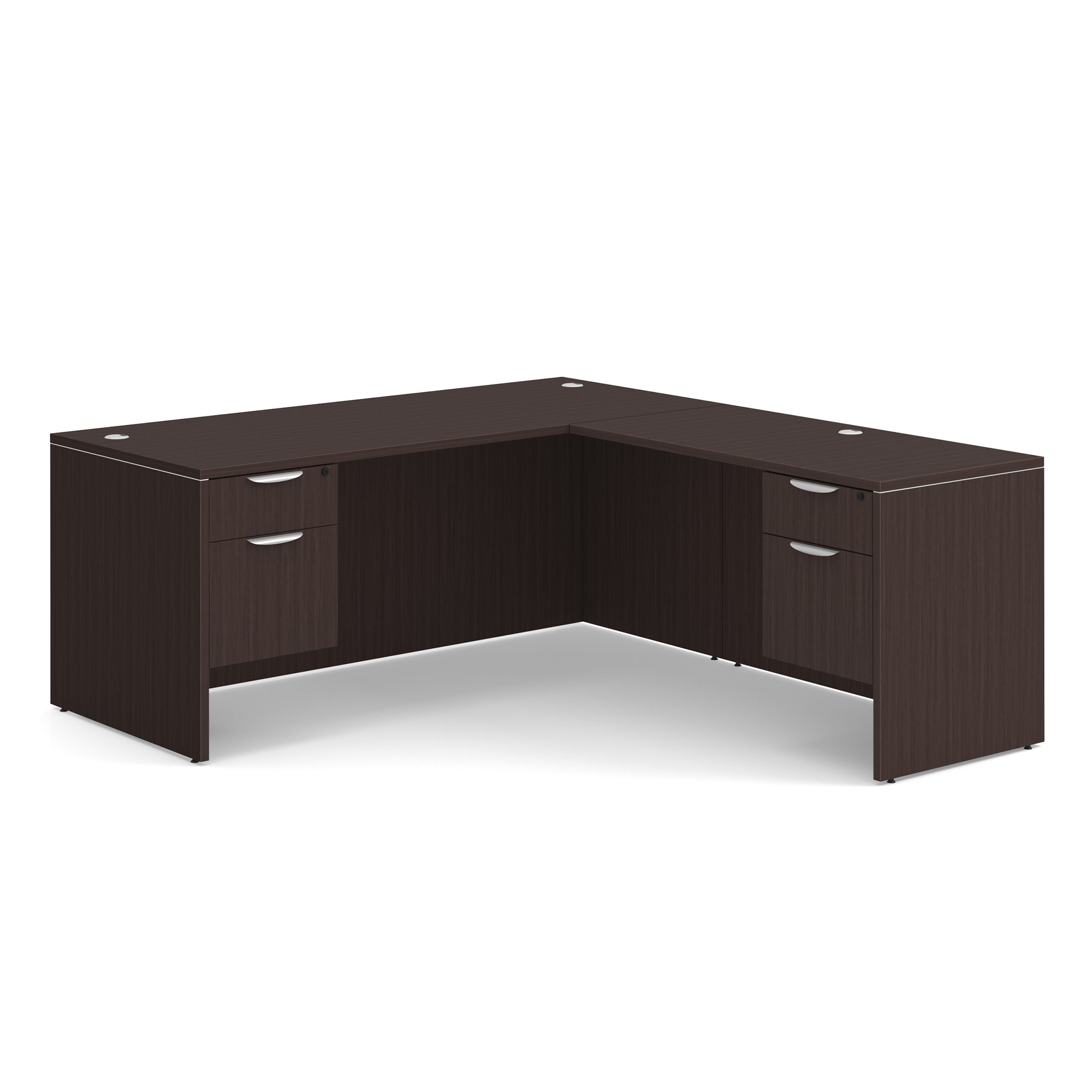 OS Laminate Double 3/4 Pedestal L-Desk - 71'' x 30'' - Espresso