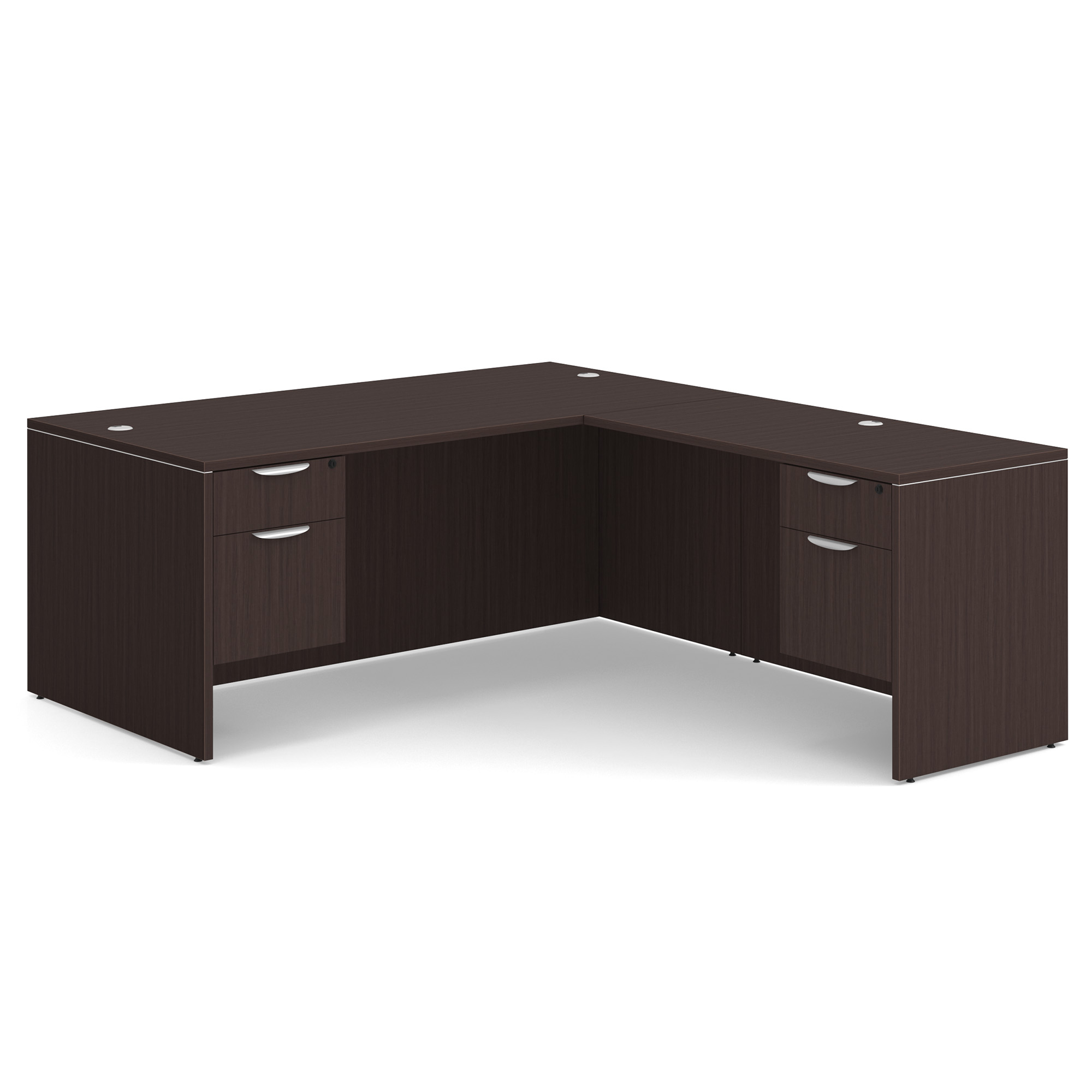 OS Laminate Double 3/4 Pedestal L-Desk - 71'' x 36'' - Espresso