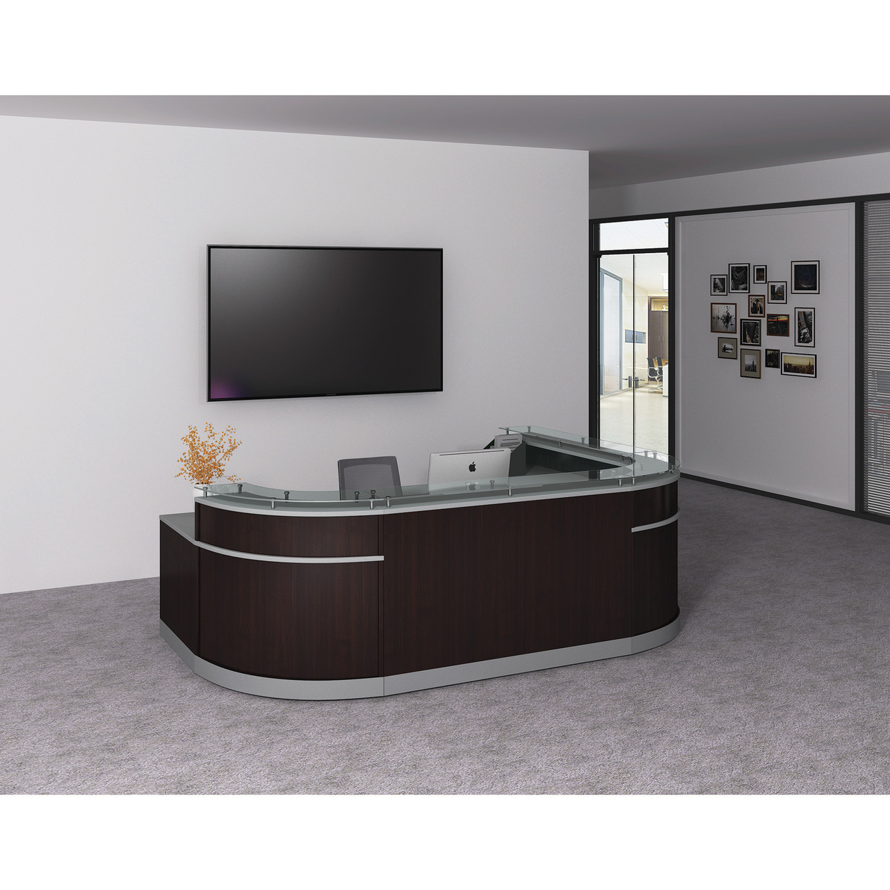 OfficeSource Cosmo Collection U Shape Reception Typical - Cordova Brown