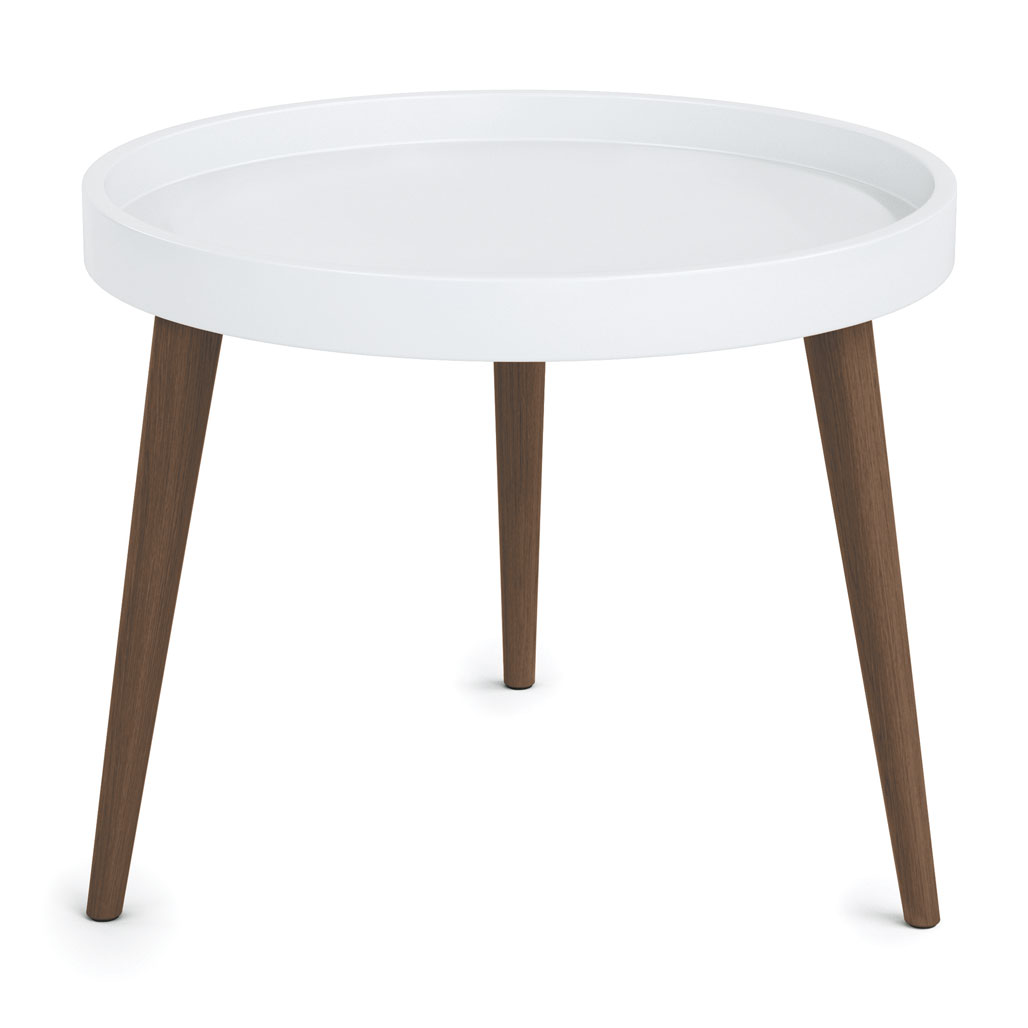 OfficeSource Posey Collection Plastic Round Table Top with 14'' Wood Legs - White - Light Wood