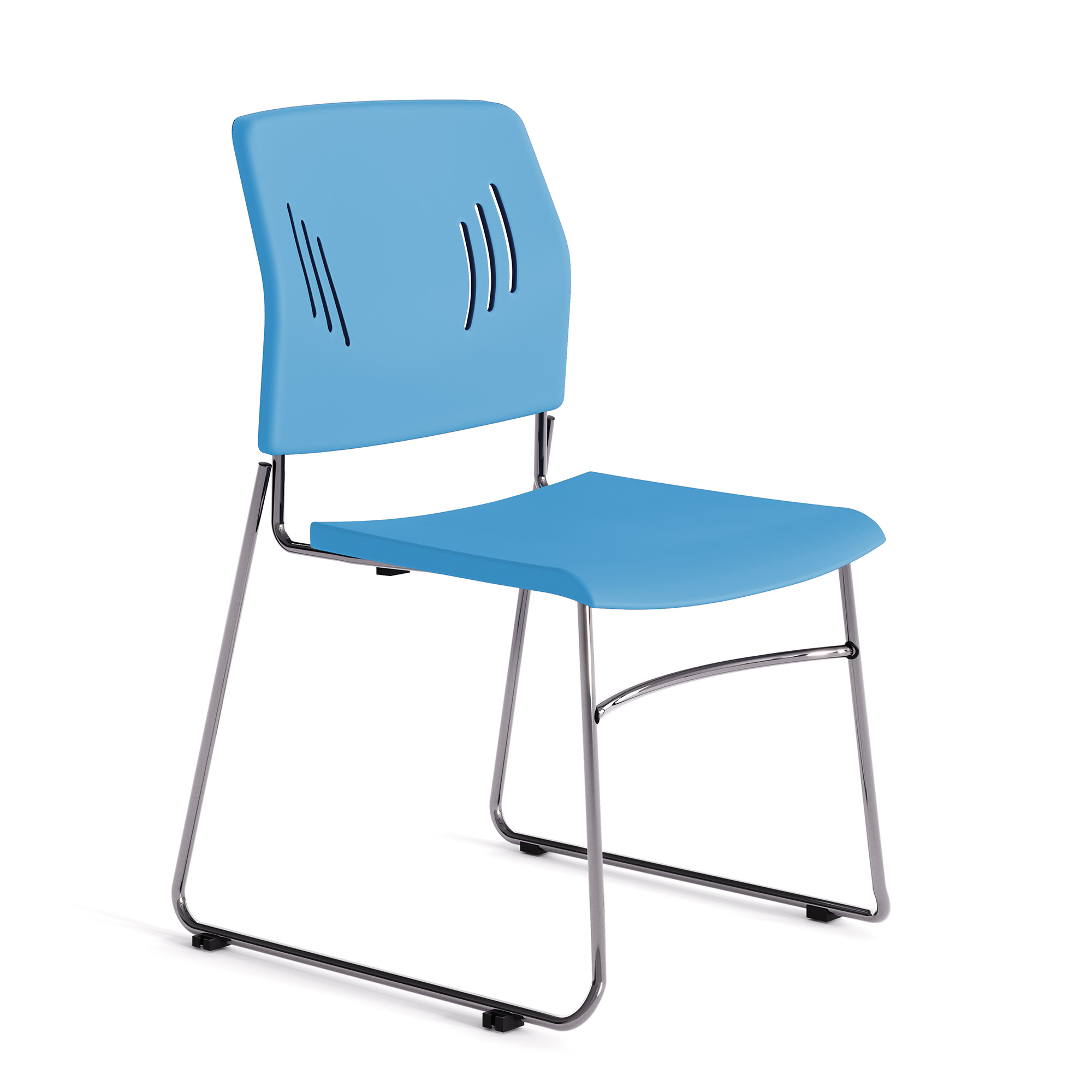 OfficeSource Stacked Seating Armless Stackable Side Chair with Chrome Frame