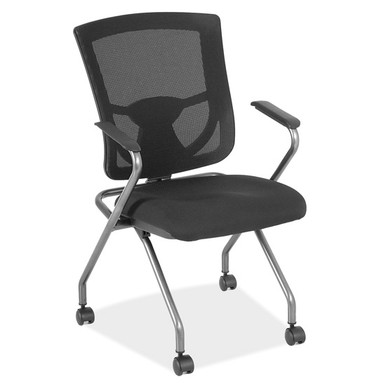 OfficeSource | CoolMesh Pro Collection | Mesh Back Nesting Chair with Upholstered Seat and Titanium Frame