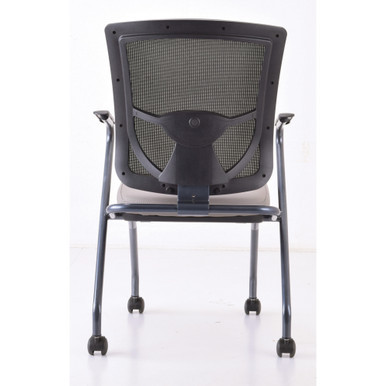 OfficeSource | CoolMesh Pro | Mesh Back Nesting Chair with Upholstered Seat and Titanium Frame - Black Antimicrobial PU Leather Seat - Gray – view 11