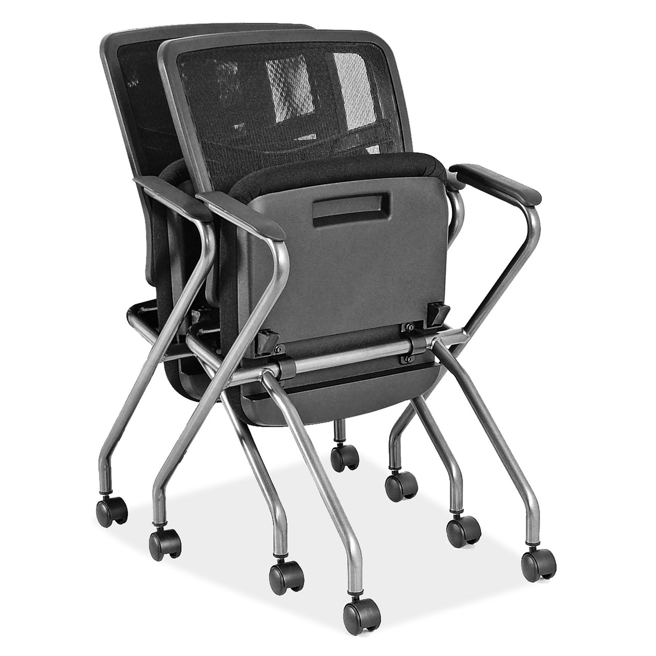 OfficeSource | CoolMesh Collection | Nesting Chair with Titanium Gray Frame