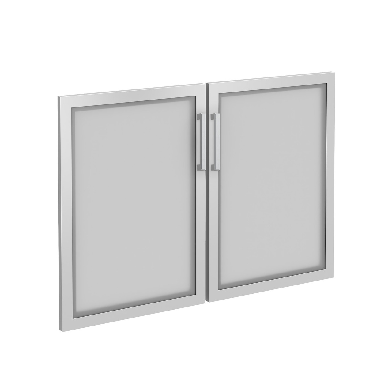 OfficeSource OS Laminate Collection Tempered Glass Silver Frame Cabinet Door For OS113