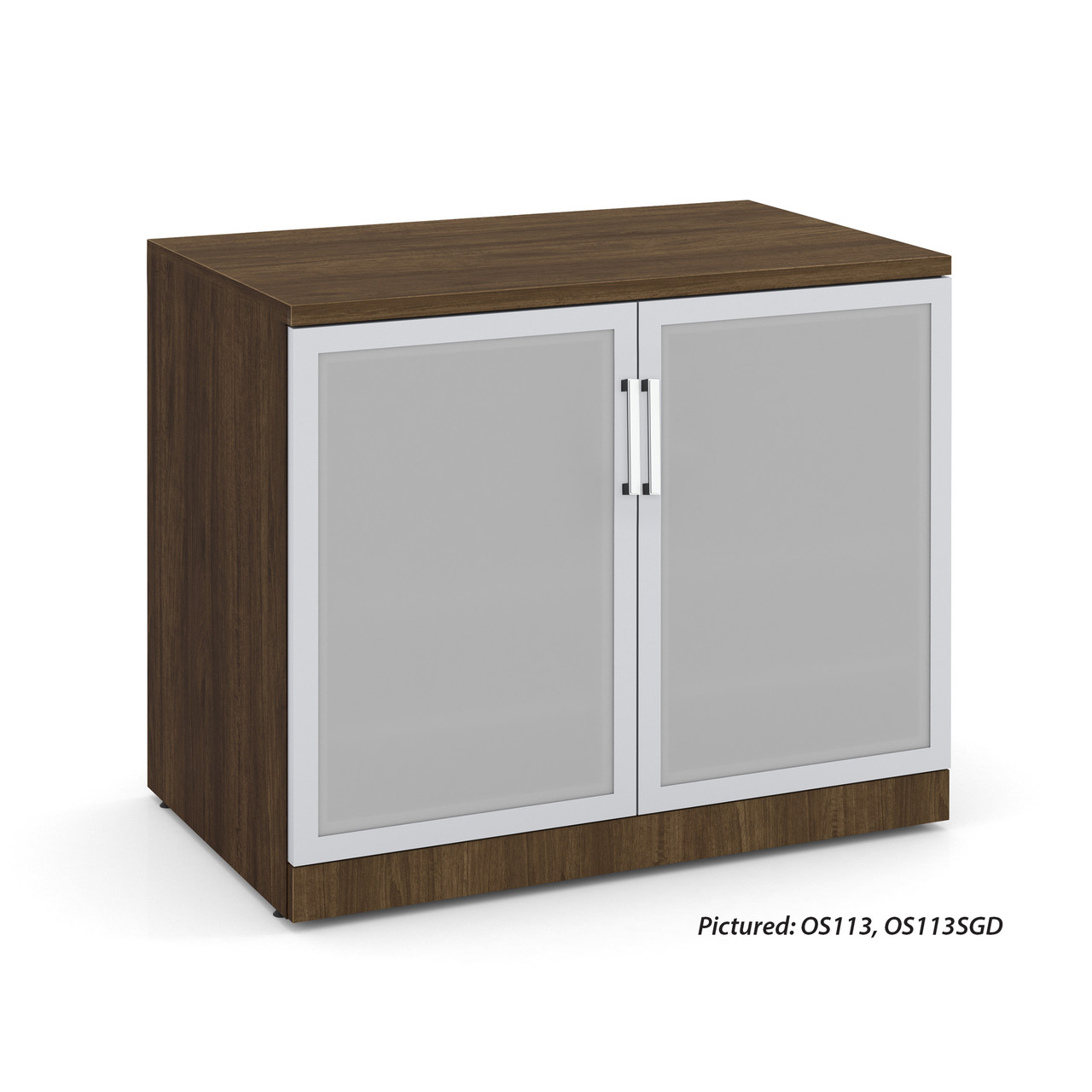 OfficeSource OS Laminate Collection Tempered Glass Silver Frame Cabinet Door For OS113