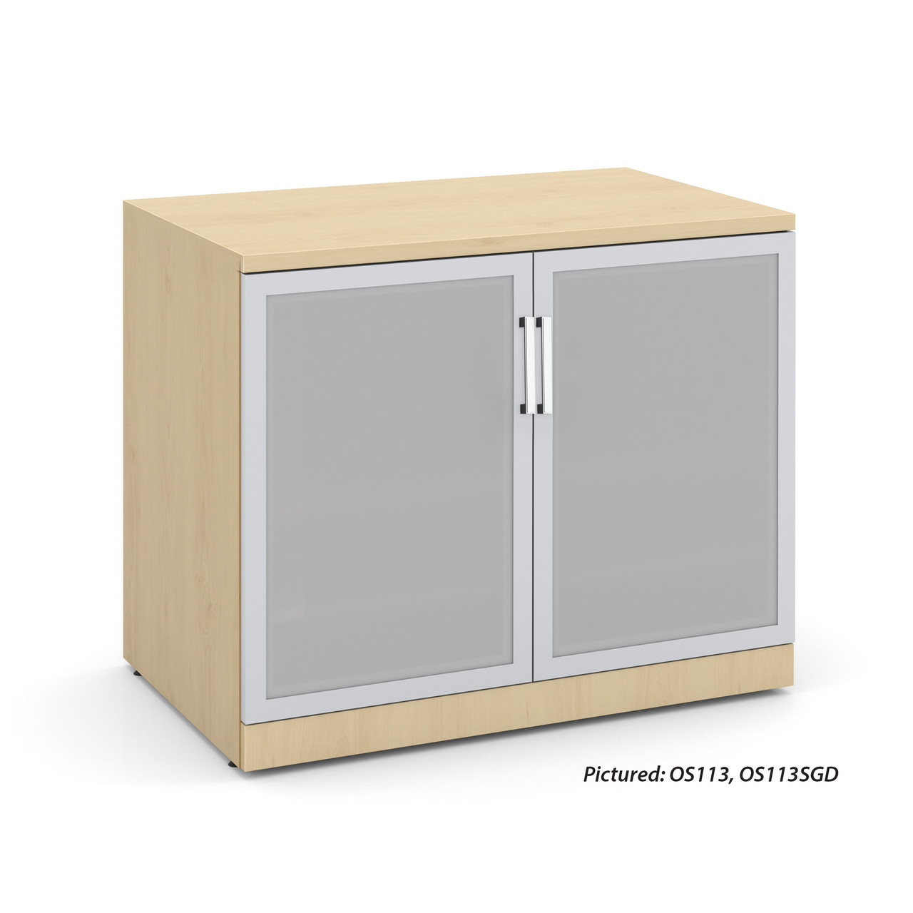 OfficeSource OS Laminate Collection Tempered Glass Silver Frame Cabinet Door For OS113