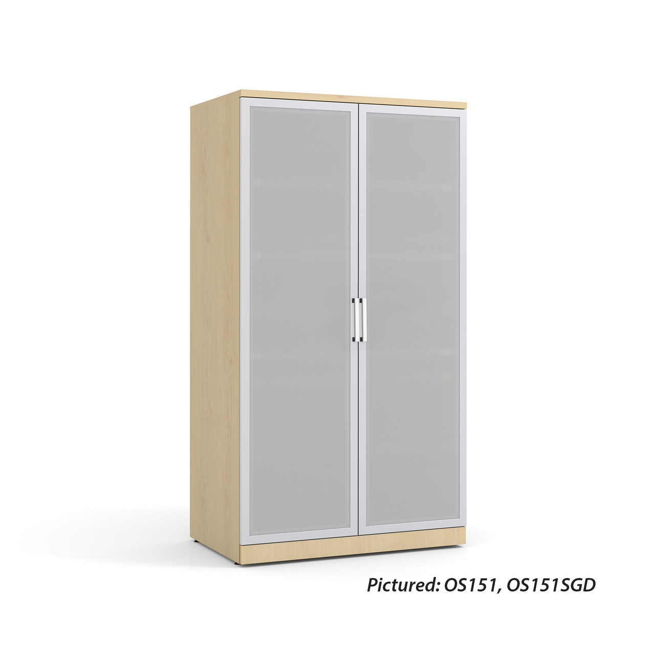OfficeSource Storage & Wardrobe Cabinets Tempered Glass Silver Frame Cabinet Door For OS150, OS151