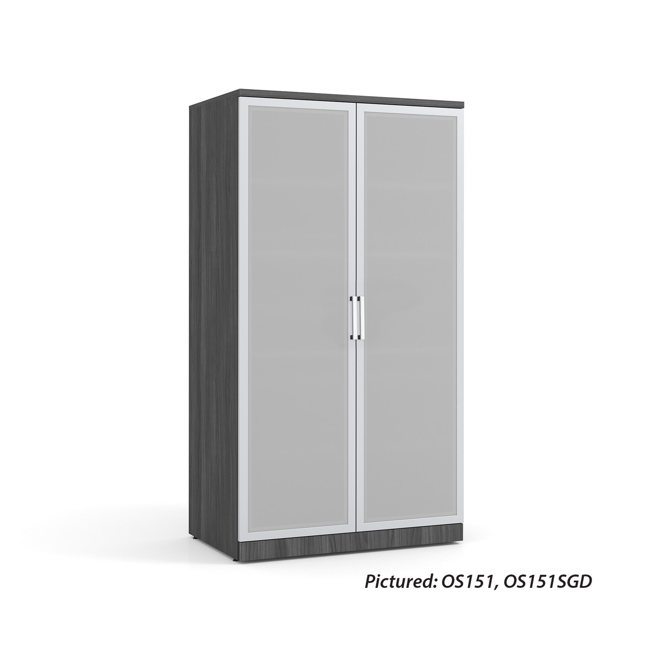OfficeSource Storage & Wardrobe Cabinets Tempered Glass Silver Frame Cabinet Door For OS150, OS151