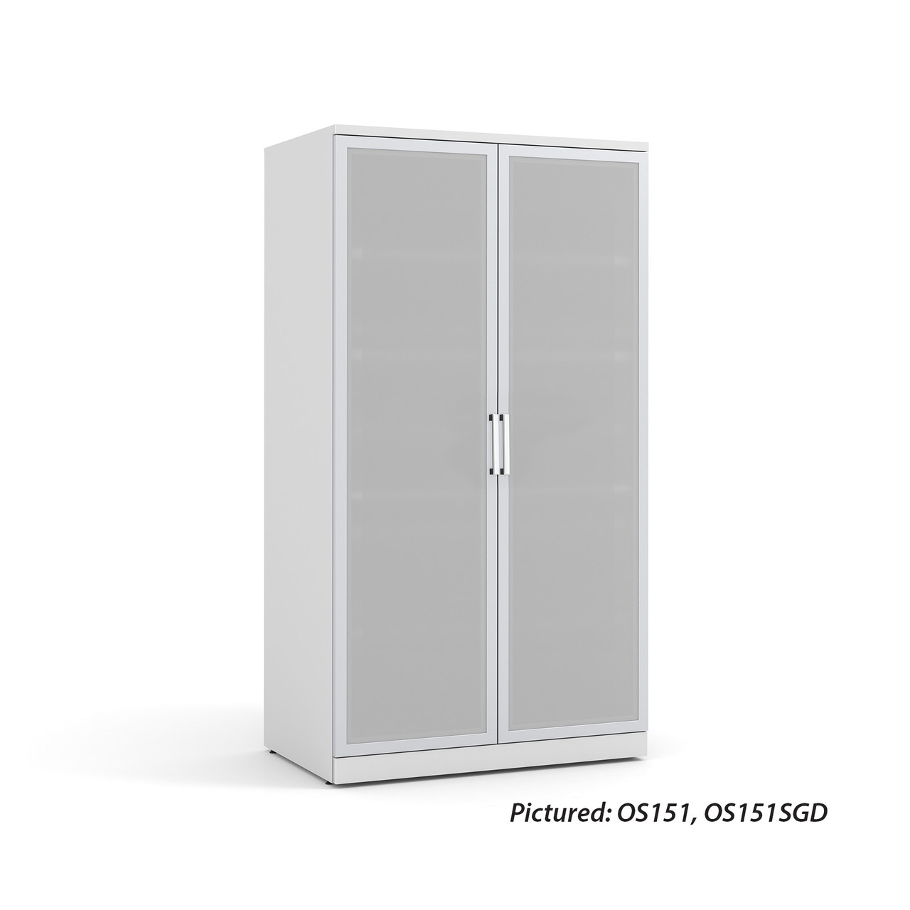 OfficeSource Storage & Wardrobe Cabinets Tempered Glass Silver Frame Cabinet Door For OS150, OS151