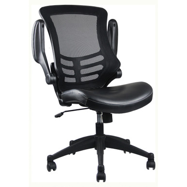 OfficeSource | Serene Collection | Flip Arm Mesh Back Task Chair with Black Frame - Black – view 3