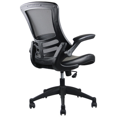 OfficeSource | Serene Collection | Flip Arm Mesh Back Task Chair with Black Frame - Black – view 2