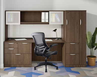 OfficeSource | Serene Collection | Flip Arm Mesh Back Task Chair with Black Frame - Black – view 6