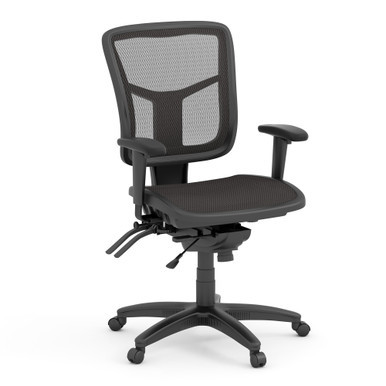 OfficeSource | CoolMesh | Multi Function, Mid Back Chair with Seat Slider and Black Frame - Black Fabric Seat – view 12