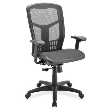 OfficeSource | CoolMesh | Swivel Tilt, High Back Chair with Black Frame - Ash Gray Antimicrobial Fabric Seat – view 9
