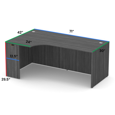 OfficeSource | OS Laminate | Left Desk Shell with Corner Extension - Java – view 12