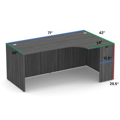 OfficeSource | OS Laminate | Right Desk Shell with Corner Extension - Java – view 11
