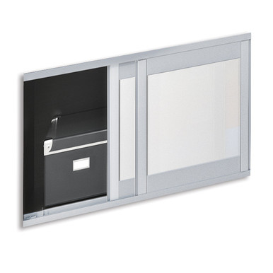 OfficeSource OS Laminate Collection Optional Sliding Glass Doors For PL144OH or PL208OH - Doors Only, Must Order Rails