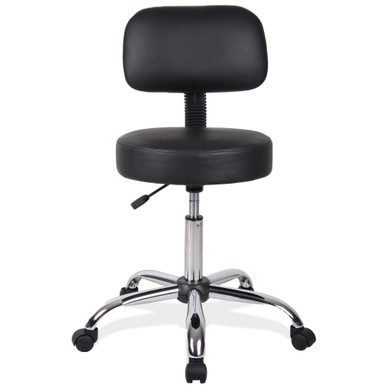 OfficeSource Medical Stools Medical Stool with Backrest and Polished Chrome Base - Black Antimicrobial Vinyl - Chrome – view 5
