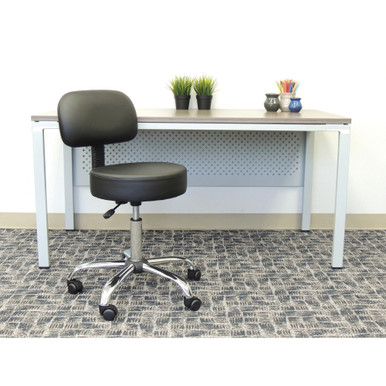 OfficeSource Medical Stools Medical Stool with Backrest and Polished Chrome Base - Black Antimicrobial Vinyl - Chrome – view 6