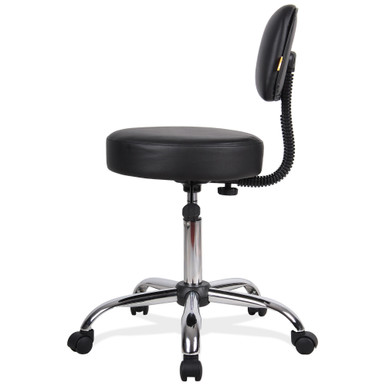 OfficeSource Medical Stools Medical Stool with Backrest and Polished Chrome Base - Black Antimicrobial Vinyl - Chrome – view 4