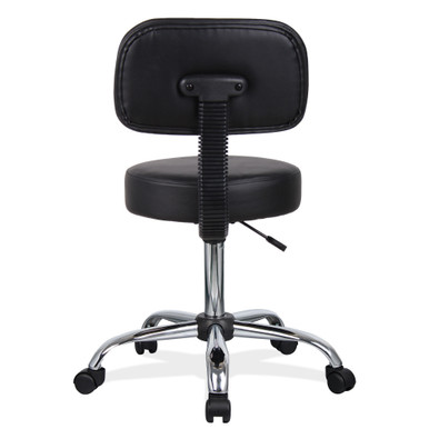 OfficeSource Medical Stools Medical Stool with Backrest and Polished Chrome Base - Black Antimicrobial Vinyl - Chrome – view 3