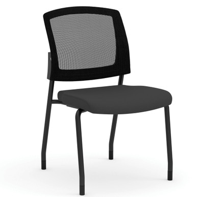OfficeSource | Parson | Armless Micro Mesh Back Side Chair - Fabric - Red Seat with Black Back - Black – view 16