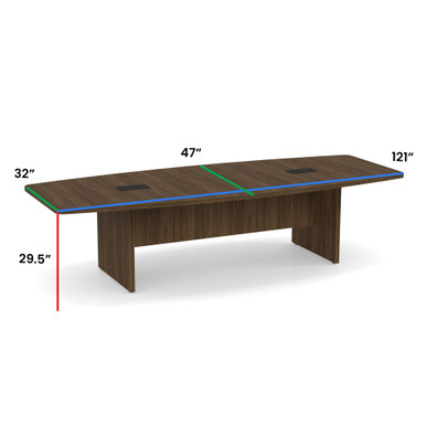 OfficeSource | OS Conference Tables | Boat Shaped Conference Table with Slab Base - 10' - American Elm – view 11