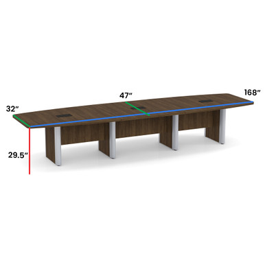 OfficeSource | OS Laminate Conference Tables | Expandable Boat Shaped Conference Table with Elliptical Base - 14' - Coastal Gray – view 10