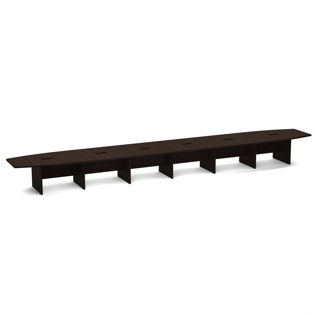 OfficeSource | OS Laminate Conference Tables | Expandable Boat Shaped Conference Table with Slab Base - 26'