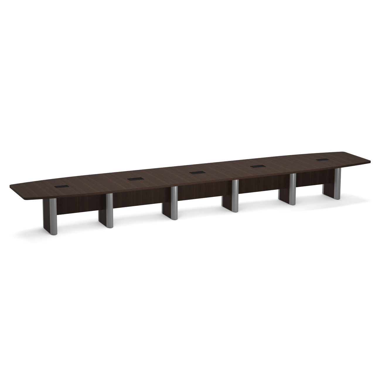 OfficeSource | OS Laminate Conference Tables | Expandable Boat Shaped Conference Table with Elliptical Base - 22'