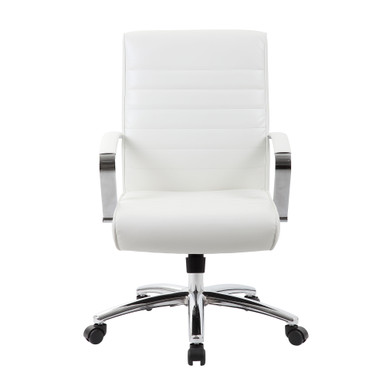 Studio Mid Back Chair with Chrome Frame - Black PU Leather - Chrome – view 20