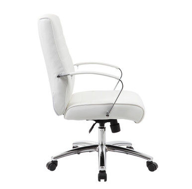 Studio Mid Back Chair with Chrome Frame - Black PU Leather - Chrome – view 18