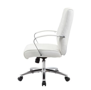 Studio Mid Back Chair with Chrome Frame - Black PU Leather - Chrome – view 21