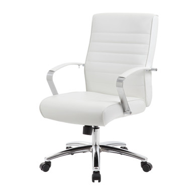 Studio Mid Back Chair with Chrome Frame - Black PU Leather - Chrome – view 19