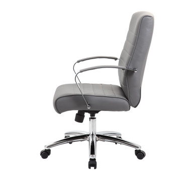 Studio Mid Back Chair with Chrome Frame - Black PU Leather - Chrome – view 10