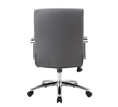 Studio Mid Back Chair with Chrome Frame - Black PU Leather - Chrome – view 9
