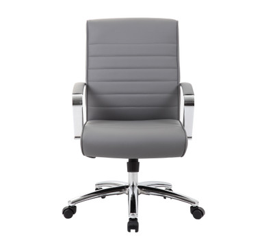 Studio Mid Back Chair with Chrome Frame - Black PU Leather - Chrome – view 12