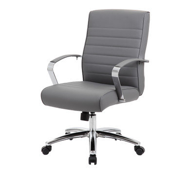 Studio Mid Back Chair with Chrome Frame - Black PU Leather - Chrome – view 11