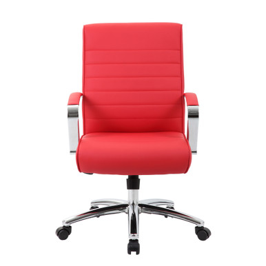 Studio Mid Back Chair with Chrome Frame - Black PU Leather - Chrome – view 16