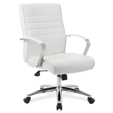 Studio Mid Back Chair with Chrome Frame - Black PU Leather - Chrome – view 17