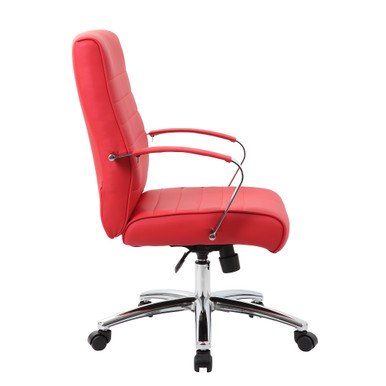 Studio Mid Back Chair with Chrome Frame - Black PU Leather - Chrome – view 14