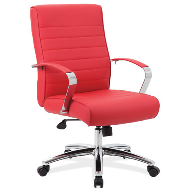 Studio Mid Back Chair with Chrome Frame - Black PU Leather - Chrome – view 13