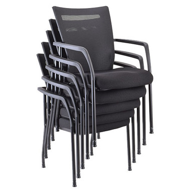 OfficeSource | CoolMesh | Mesh Back Stacking Chair - Black Antimicrobial PU Leather Seat - Black – view 18