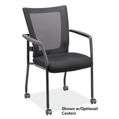 OfficeSource | CoolMesh | Mesh Back Stacking Chair - Black Antimicrobial PU Leather Seat - Black – view 17